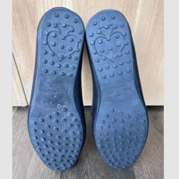 Kate Spade Carmen Black Leather Loafers Size 7.5 Gold Hardware Driving Flats - Picture 8 of 8